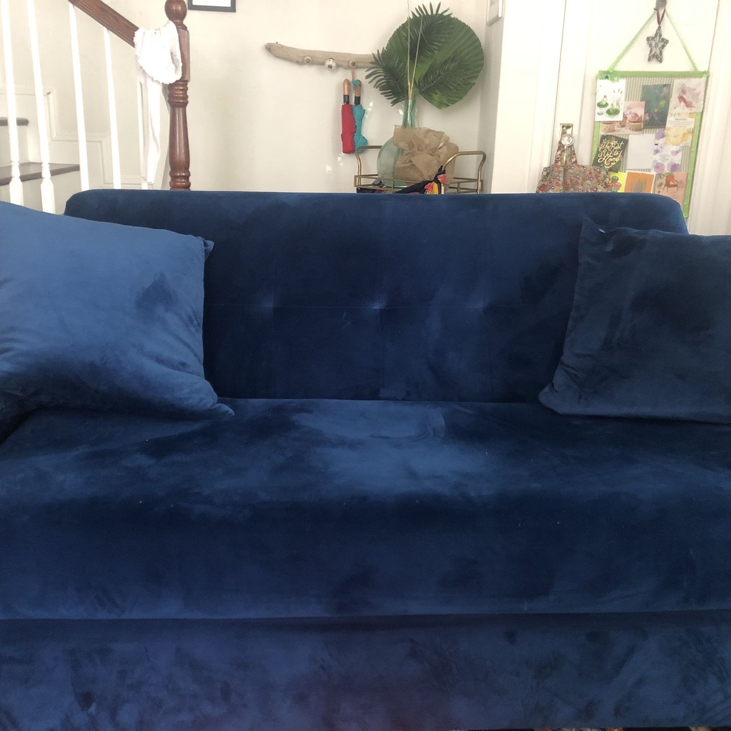 Joybird Hughes Twin Sleeper Sofa in Royal Cobalt Velvet