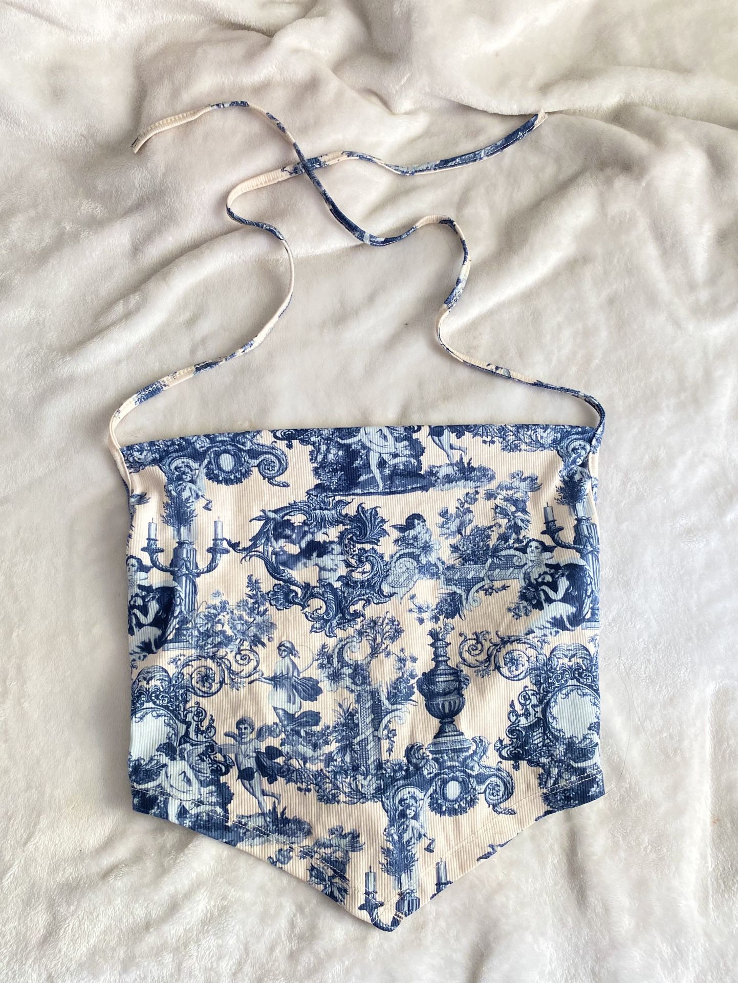 Blue Multi print Halter Top