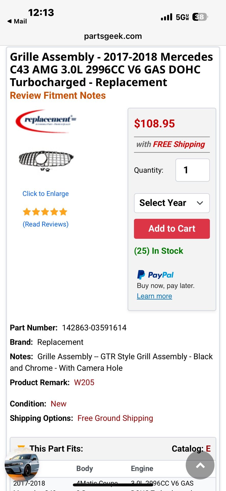 MERCEDES PANAMERICANA AMG GRILL