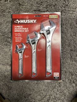 Husky 3piece adjustable wrench set.