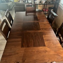 Solid Wood Dining Table With 6 Chairs