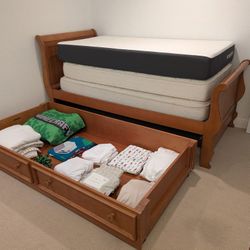Twin Wooden Trundle Bed And Wooden Dresser