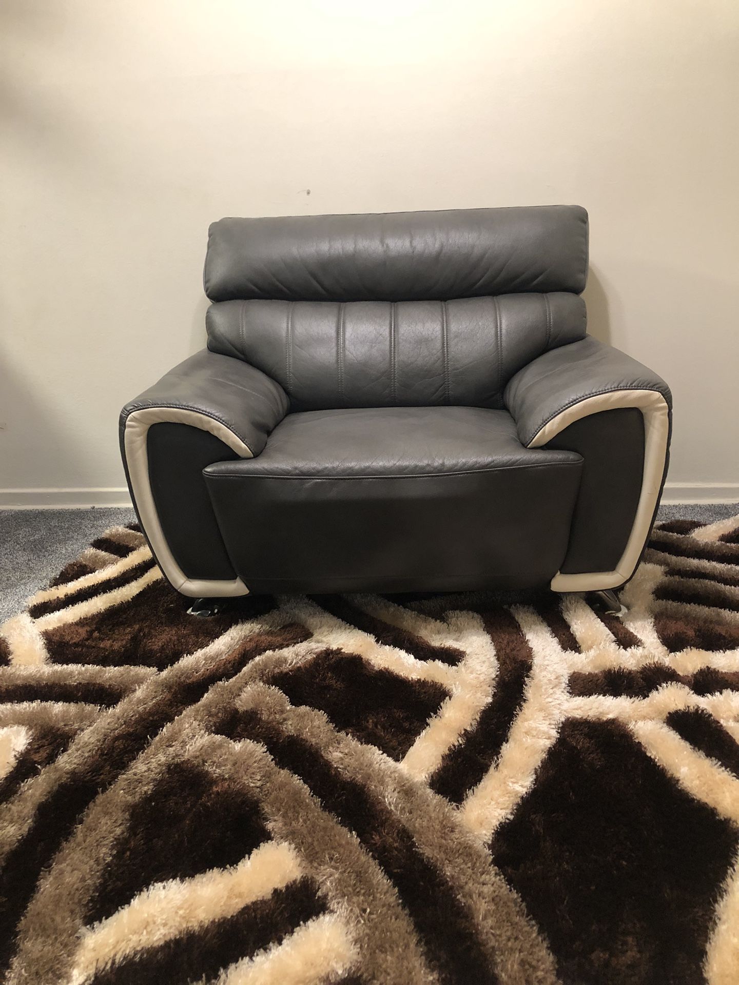 Grey Leather Large Single Seater