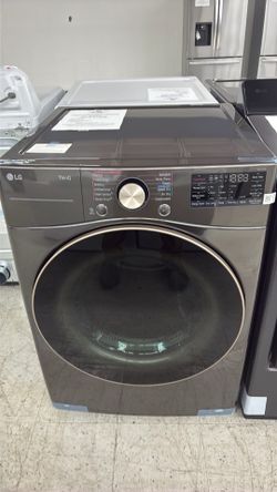 LG ThinQ Front-Load Dryer Black Steel
