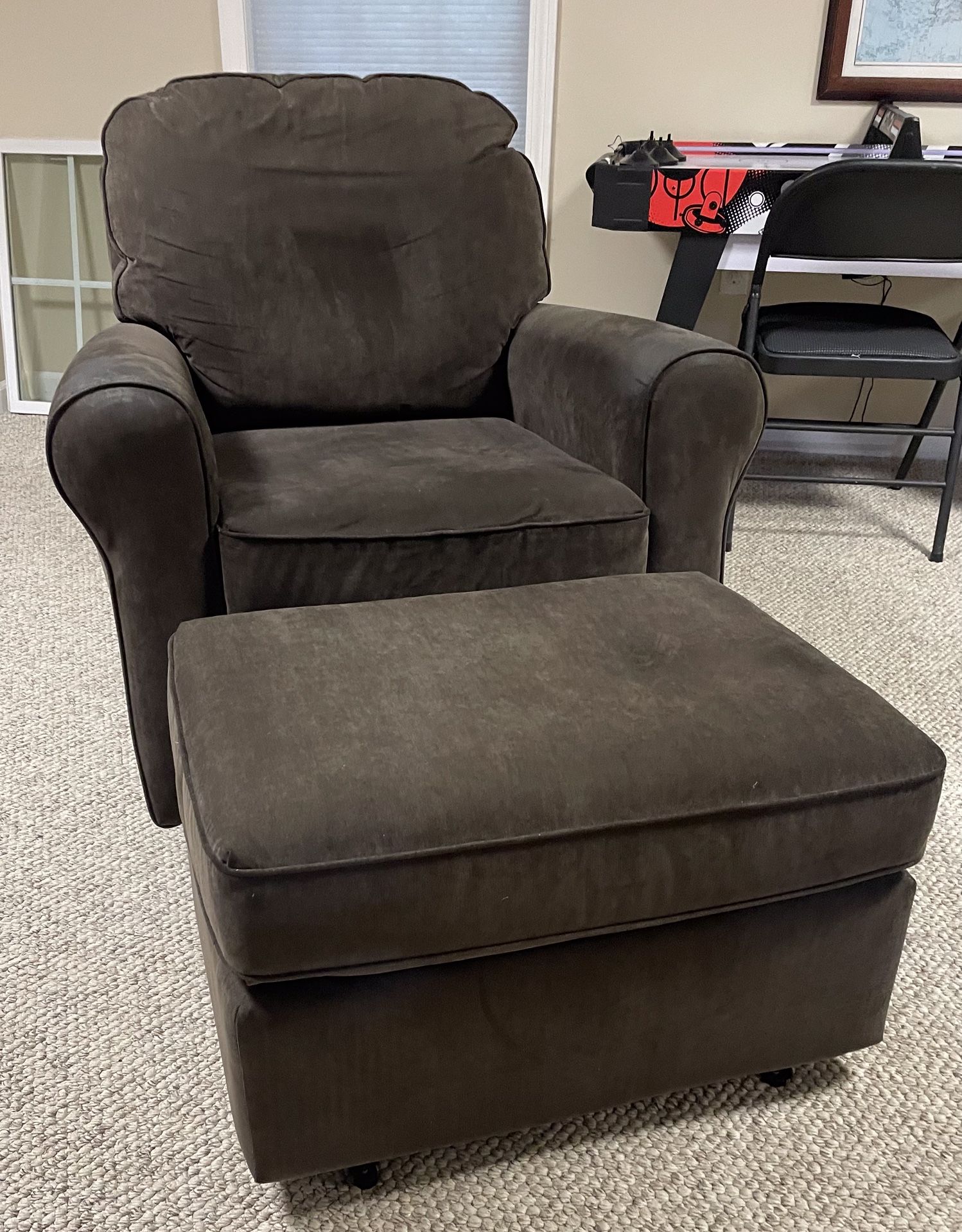 Brown Rocker/Glider Chair w/Ottoman