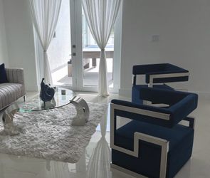 Navy Blue Accent Chairs with Silver Frame