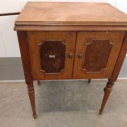 Antique Sewing Machine and Wood Desk