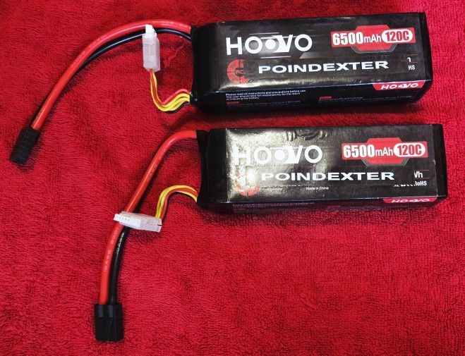 HOOVO 4S Lipo Battery 14.8V 6500mAh 120C RC Battery Pack with TR Plug for Maxx X-Maxx RC Car Truck Buggy Crawler Helicopter Drone,2Packs