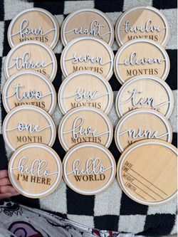 Wood Baby Milestones & Baby Announcement.