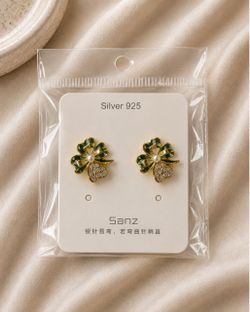 Green Bow & Clover Earrings