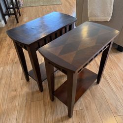 Set Of Two Dark Brown End Tables