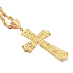 10k Yellow Gold Cross Charm Necklace