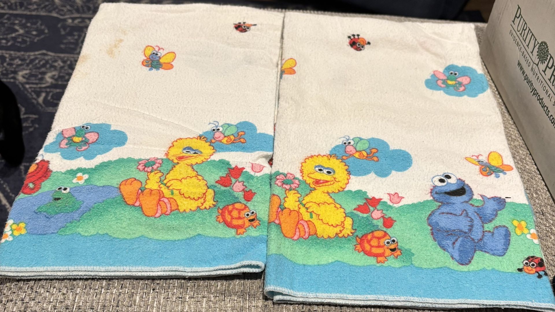 Vintage Receiving Blankets Sesame Street Set of 2