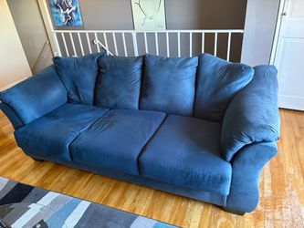 Like New Blue Suede Sofa