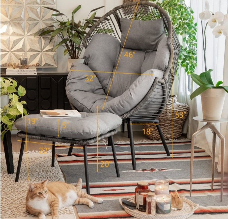 Barton Egg Chair With Ottoman, Extra Large Egg Chair Outdoor