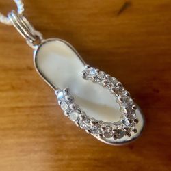 Beautiful Slipper Pendant On Sterling Silver Chain