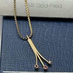 Vintage Avon Necklace, Gold Filled With Rubies