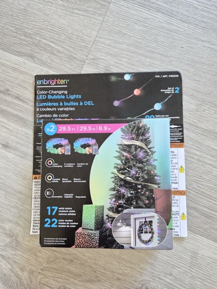 Enbrighten LED Color Changing Bubble Lights 2 Sets 90 Lights per Set Holiday NIB