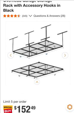 FLEXIMOUNTS
OHK Series 48 in. W x 96 in. D x 22-40 in. H Ceiling Mounted Overhead Garage Storage Rack