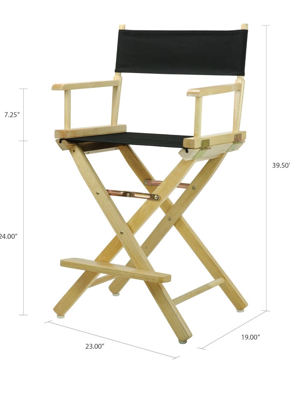 24” Director’s Chair – Natural Wood Frame, White Canvas | Folding Counter Height Chair