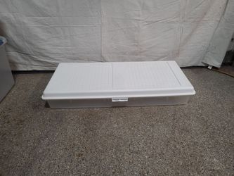 Large slim under bed tote hinged lid