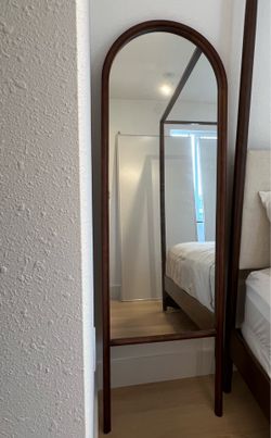 Walnut Leaning Arched Mirror