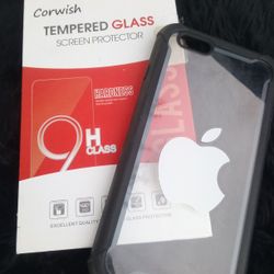 📱 APPLE IPHONE PROTECTIVE CASE (CLEAR/BLACK) + 9H TEMPERED GLASS SCREEN PROTECTOR