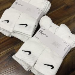 Nike Everyday Plus Cushion Crew Socks White 6 Pack Men's Sz 8-12 