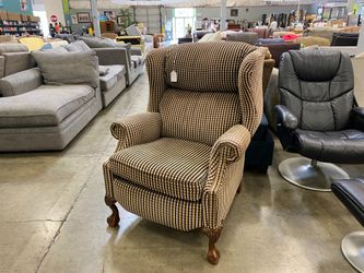 CENTURY Purple and Tan Checkered Wingback Recliner