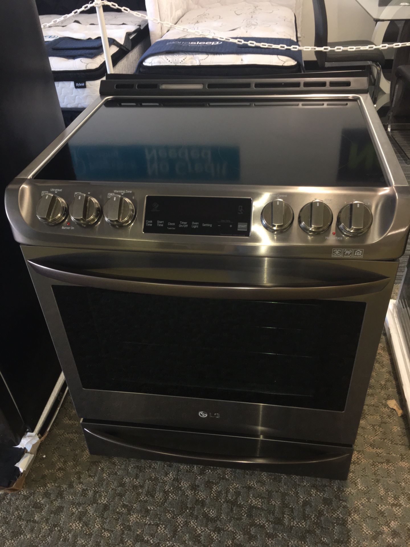 Brand New Black Stainless Steel Elecric Stove Slide-In With Warranty No Credit Needed Just $39 The Down payment Cash price $1,500
