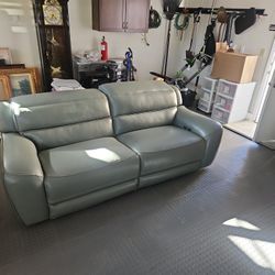 Faux Leather Power Recliner Sofa 