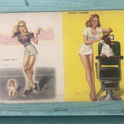 Rare Vintage/Antique Risqué Pin Up Girl 1940s Card/Postcard GC 3.5 x 5.5