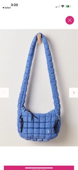 New Free People Movement Baby Quilted Carryall Tote Shoulder Bag Blueberry $58