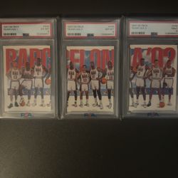 PSA Graded 1991-92 Skybox Dream Team Complete Three Card Set 