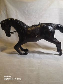 Leather Horse Figurine with Saddle