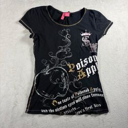 Y2K Charlotte Tarantola Women’s S Black T Goth Shirt Grunge Whimsy Rhinestone#5A