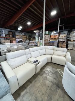 MONICA LEATHER POWER RECLINING SECTIONAL WITH POWER HEADRESTS