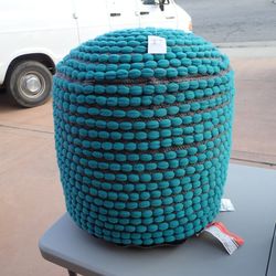 LePouf Turquoise / Gray Large Ottoman Foot Stool