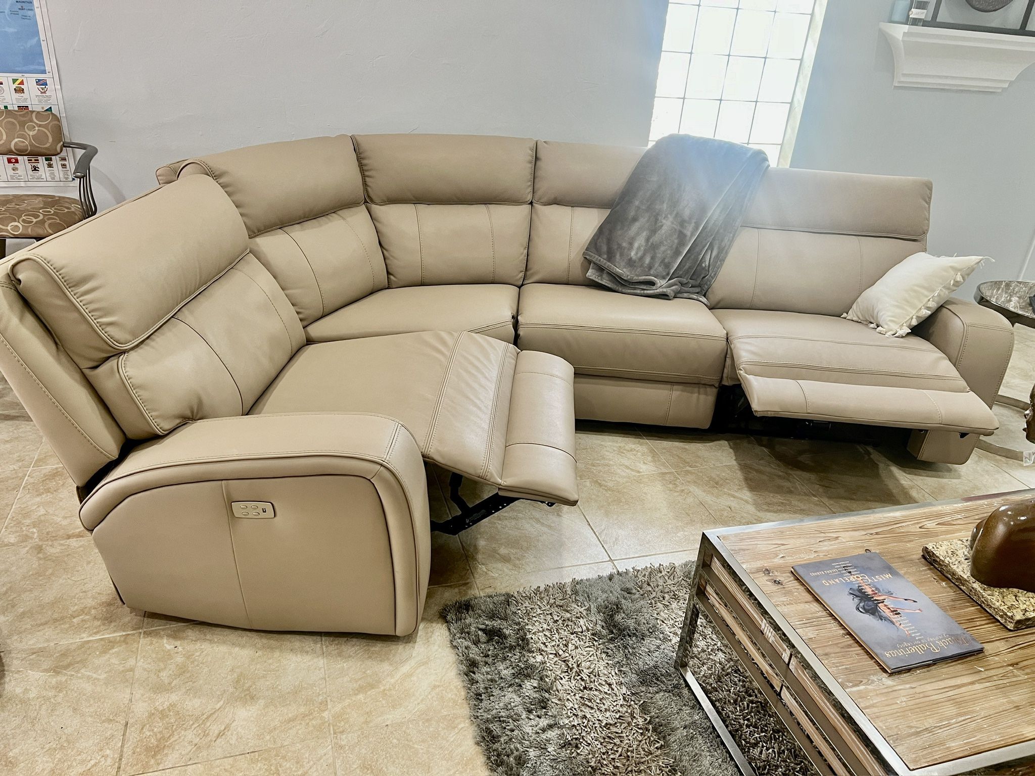 City Furniture, Taupe Colored, Double Recliner Lounge Sofa