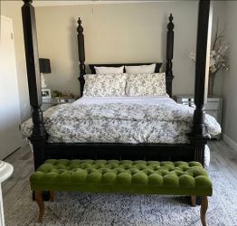 Black Wood Four-Poster Bed Frame