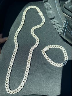 Sterling silver Cuban necklace and bracelet set