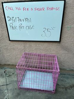 Pink Wire Pet Crate with Tray