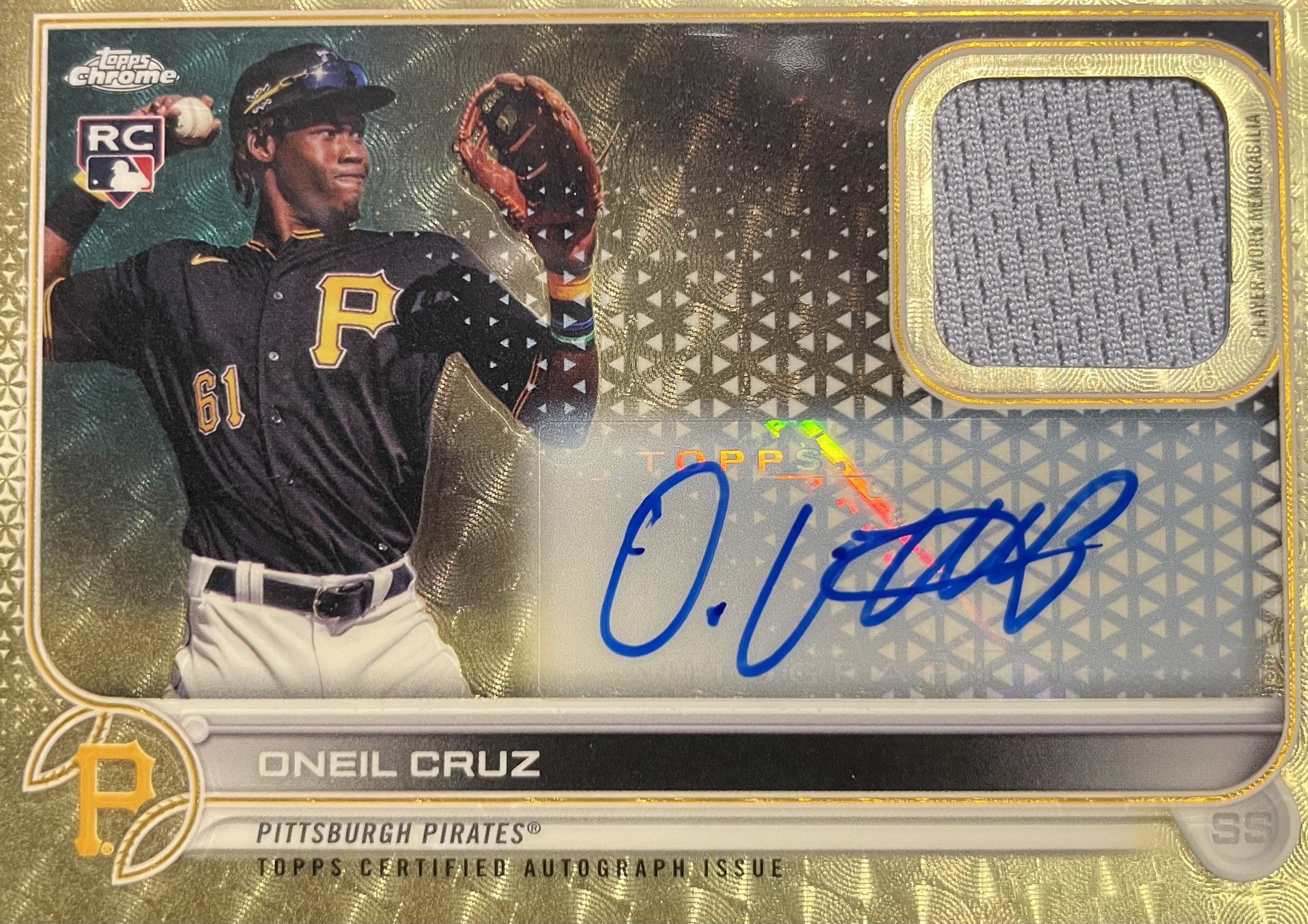 ONEIL CRUZ Rookie Superfractor Autographed Relic 2022 Topps Baseball