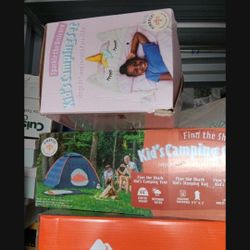 Kids Tent Sets. Tent, Sleeping Bag And Lantern. 