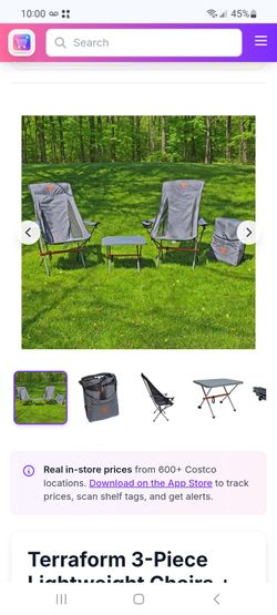 Terraform 3-Piece Lightweight Chairs + Table Set $60