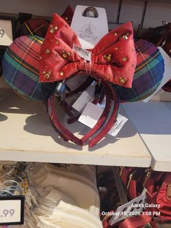 Minnie Mouse Plaid Ear Headband – Disney Parks 2026 Plaid and Velvet – New with Tags