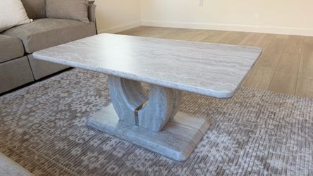43" Rectangle Faux Travertine Coffee Table