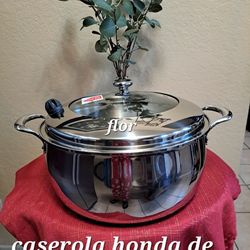 CACEROLA HONDA DE 18 QT DE ACERO INOXIDABLE 5-PLY VIDA SANA PRINCESS HOUSE 🌹⚘️