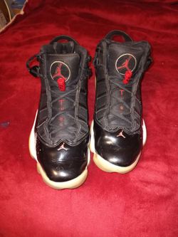 A Pair Of Jordan 6 rings black/ gym Red, style code 322-922-064 shoes , size 9.25. Used.