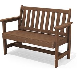 New in box SERWALL Outdoor Bench, HDPE Outdoor Benches Weatherproof, 2-Person Garden Bench with 660 lbs Weight Capacity, Patio Benches for Outdoors, G